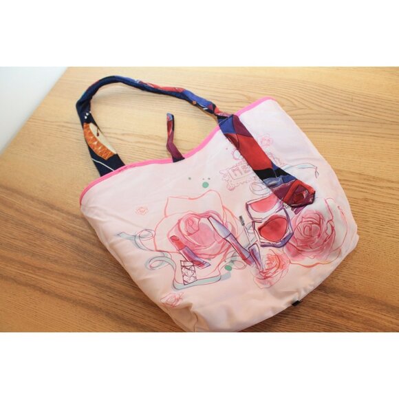 Lancôme Tote Bag Pink with Frog Tie handle - DOUBLE SIDED- handmade - Picture 5 of 10